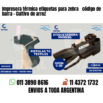 Impresora térmica etiquetas para zebra  código de barra - Cultivo de arroz